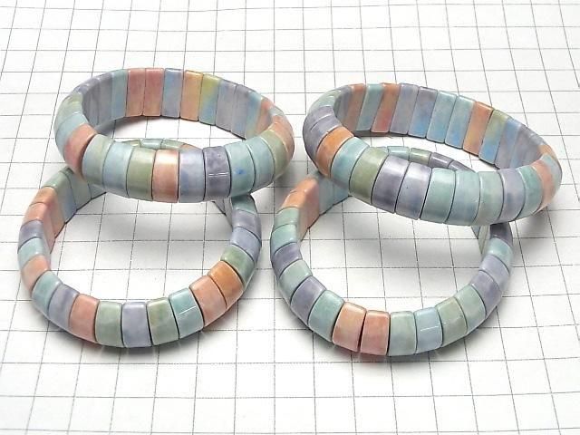 【動画】アラシャンアゲート(阿拉善瑪瑙) パステルカラー 2つ穴レクタングル16×6.5×7.5mm 1連(バングルブレス) サムネイル4