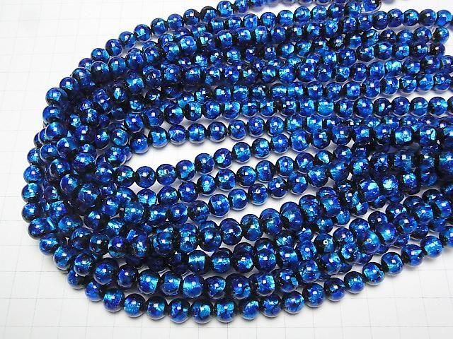 【動画】とんぼ玉 ラウンド8mm 【ブルー×ライトブルー/蓄光タイプ】 1/4連~1連(約36cm) サムネイル4