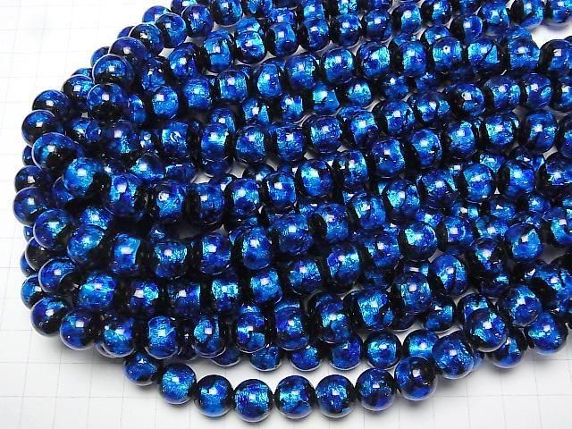 【動画】とんぼ玉 ラウンド12mm 【ブルー×ライトブルー/蓄光タイプ】 1/4連~1連(約34cm) サムネイル4