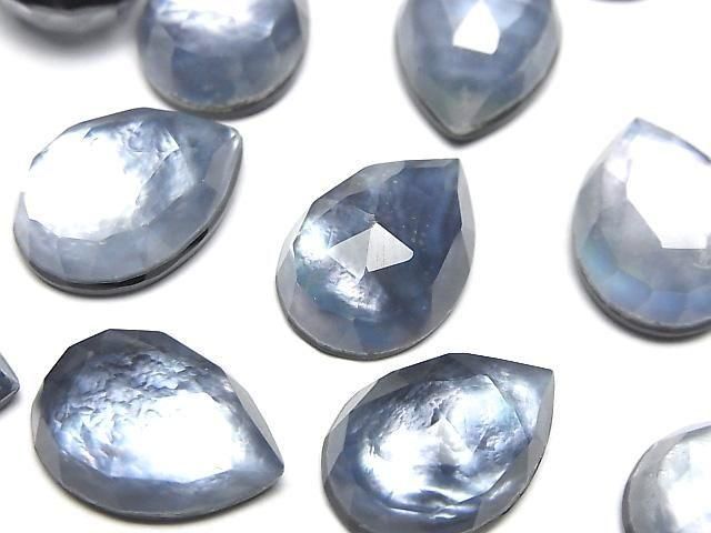 【動画】オニキス×ホワイトシェル×クリスタルAAA- ペアシェイプ ローズカット18×13mm 2個の画像