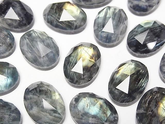 【動画】オニキス×ラブラドライト×クリスタルAA++ オーバル ローズカット18×13mm 2個の画像