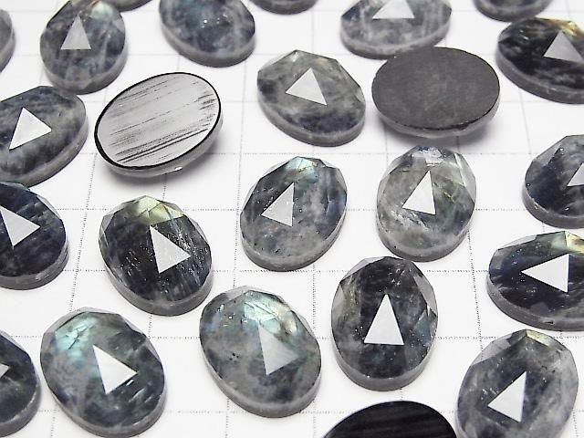 【動画】オニキス×ラブラドライト×クリスタルAA++ オーバル ローズカット18×13mm 2個 サムネイル3