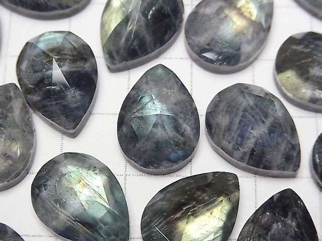【動画】オニキス×ラブラドライト×クリスタルAA++ ペアシェイプ ローズカット18×13mm 2個 サムネイル2