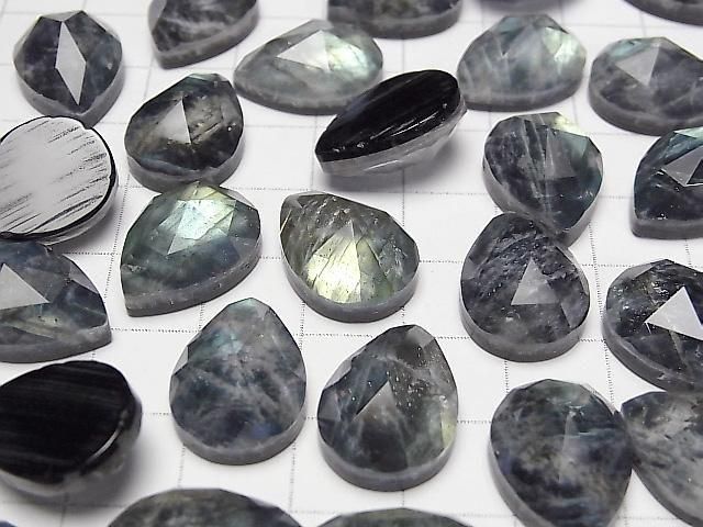 【動画】オニキス×ラブラドライト×クリスタルAA++ ペアシェイプ ローズカット18×13mm 2個 サムネイル3