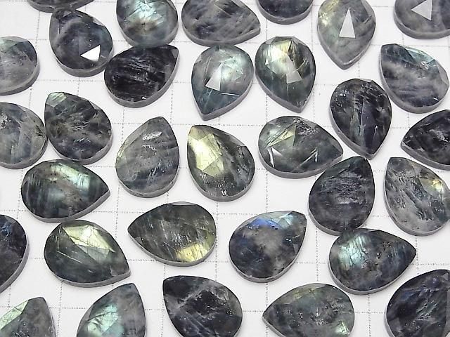 【動画】オニキス×ラブラドライト×クリスタルAA++ ペアシェイプ ローズカット18×13mm 2個 サムネイル4