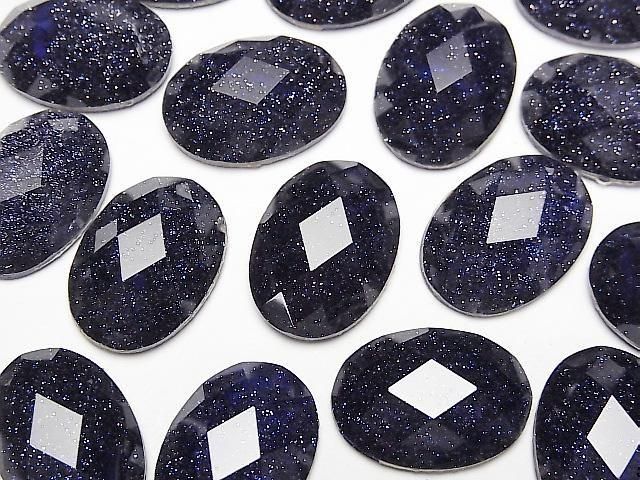 【動画】ブルーゴールドストーン×クリスタルAAA オーバル カボションカット18×3mm 1個の画像