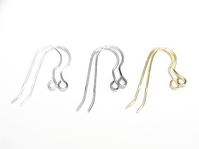 Silver925 ピアスフック22×11mm 【純銀仕上げ】【ロジウム】【18KGP】 2ペアの画像