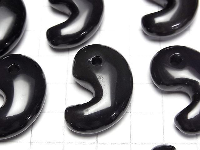 【動画】ブラックオブシディアンAAA 勾玉30×20mm 1個 サムネイル2