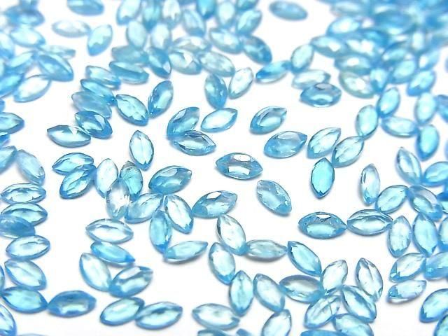 【動画】宝石質ブルーアパタイトAAA- ルース マーキスファセットカット4×2mm 10粒の画像
