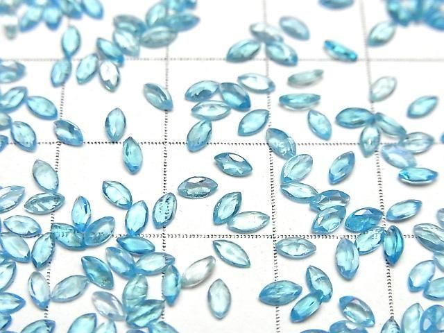 【動画】宝石質ブルーアパタイトAAA- ルース マーキスファセットカット4×2mm 10粒 サムネイル2
