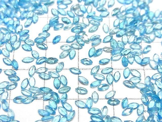【動画】宝石質ブルーアパタイトAAA- ルース マーキスファセットカット4×2mm 10粒 サムネイル3