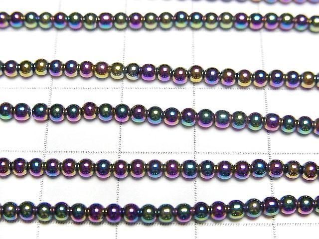 【動画】ヘマタイト 極小ラウンド2mm メタリックコーティング 1連(約38cm) サムネイル2