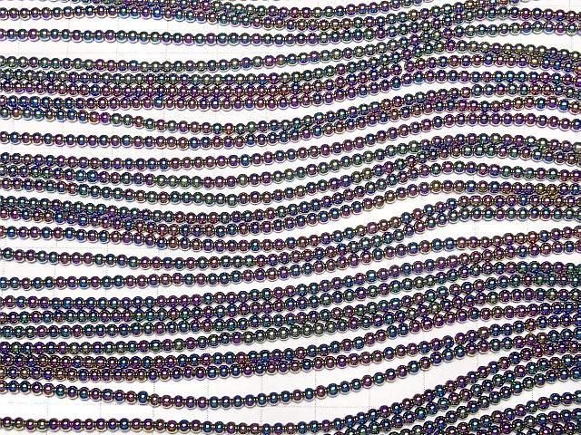 【動画】ヘマタイト 極小ラウンド2mm メタリックコーティング 1連(約38cm) サムネイル3