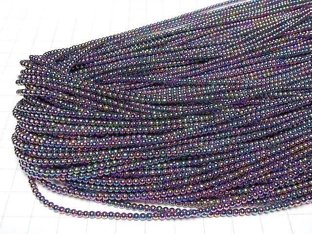 【動画】ヘマタイト 極小ラウンド2mm メタリックコーティング 1連(約38cm) サムネイル4