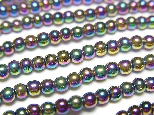 【動画】ヘマタイト ラウンド3mm メタリックコーティング 1連(約37cm)の画像