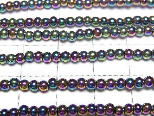 【動画】ヘマタイト ラウンド3mm メタリックコーティング 1連(約37cm) サムネイル2