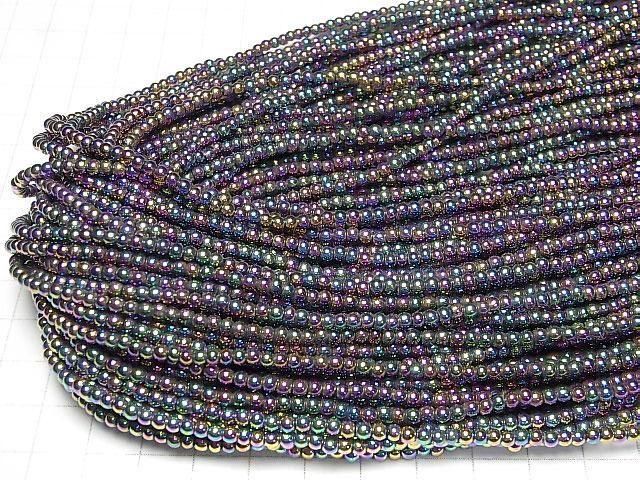 【動画】ヘマタイト ラウンド3mm メタリックコーティング 1連(約37cm) サムネイル4