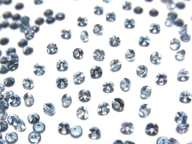 【動画】宝石質ロンドンブルートパーズAAA ルース ラウンドファセットカット2×2mm 10粒の画像
