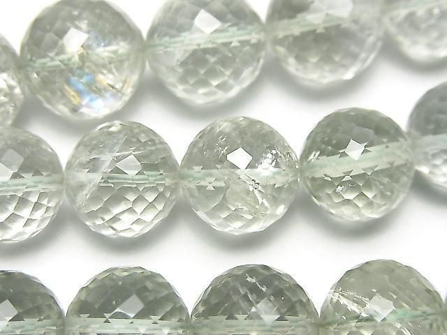 【動画】【1点もの】宝石質グリーンアメジストAAA- ラウンドカット 1連(28粒) No.1の画像
