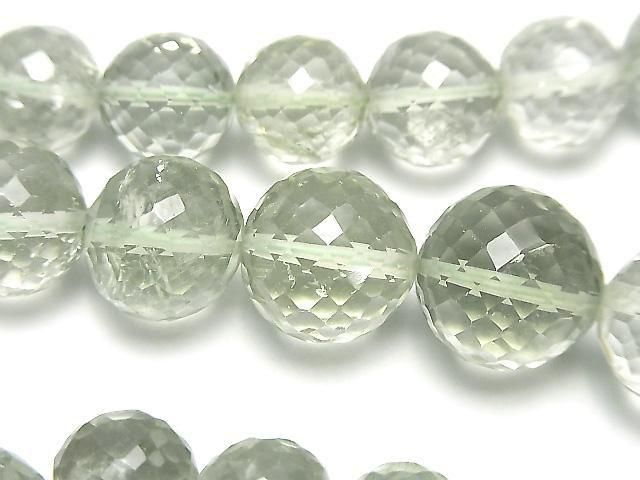 【動画】【1点もの】宝石質グリーンアメジストAAA- ラウンドカット 1連(34粒) No.2の画像