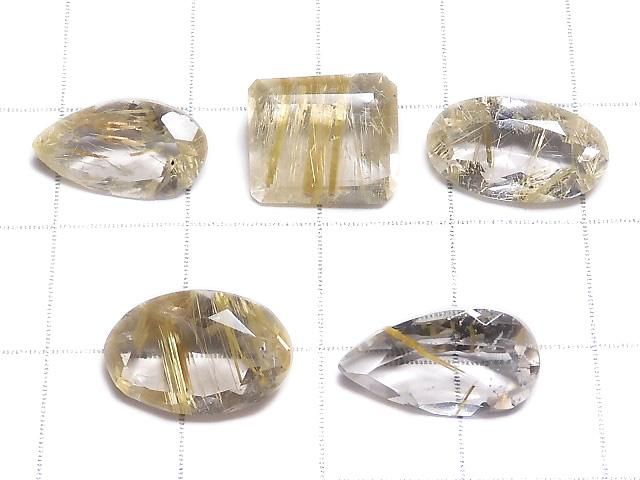【動画】【1点もの】宝石質ルチルクォーツAAA- ルース ファセットカット 5粒セット NO.51 サムネイル2