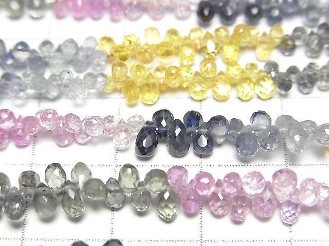 【動画】宝石質マルチカラーサファイアAAA- ドロップ ブリオレットカット 1連(約18cm) サムネイル2