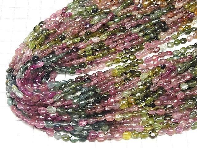【動画】宝石質マルチカラートルマリンAA++ オーバル~タンブル 1連(約32cm) サムネイル4