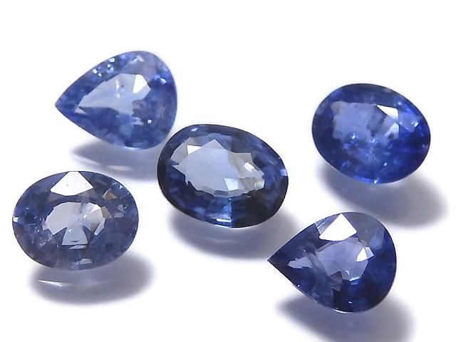 【動画】【1点もの】宝石質ブルーサファイアAAA ルース ファセットカット 5粒セット NO.14の画像