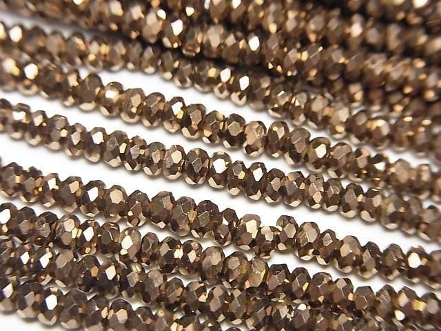 【動画】【素晴らしい輝き】ヘマタイト ボタンカット3×3×1mm ブロンズカラーコーティング 1連(約37cm)の画像