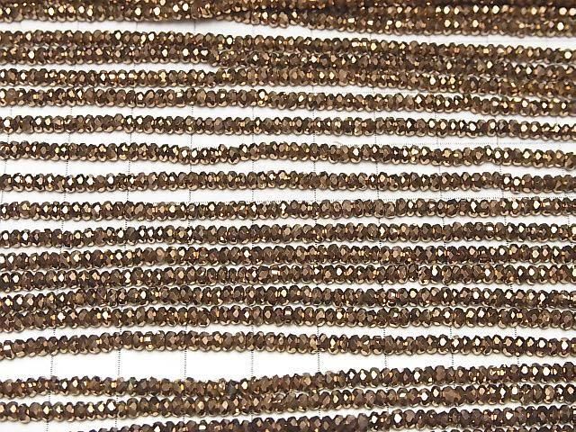 【動画】【素晴らしい輝き】ヘマタイト ボタンカット3×3×1mm ブロンズカラーコーティング 1連(約37cm) サムネイル3