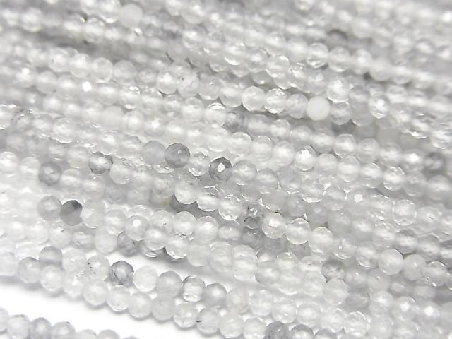 【動画】【素晴らしい輝き】グレークォーツAA 極小ラウンドカット2mm 1連(約38cm)の画像