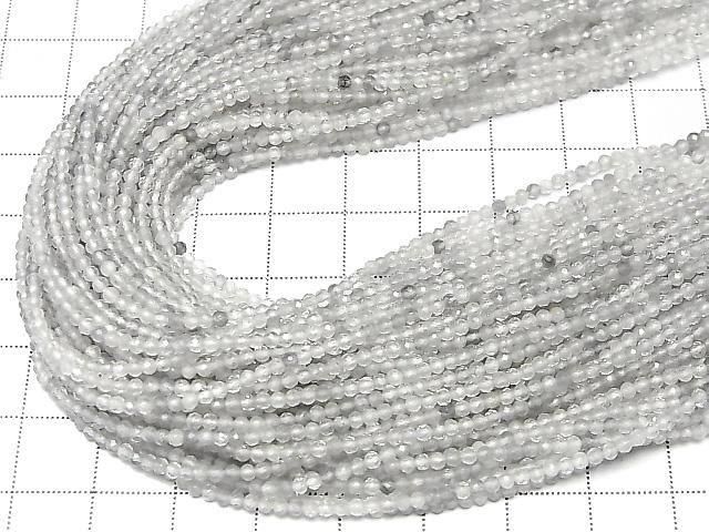 【動画】【素晴らしい輝き】グレークォーツAA 極小ラウンドカット2mm 1連(約38cm) サムネイル4
