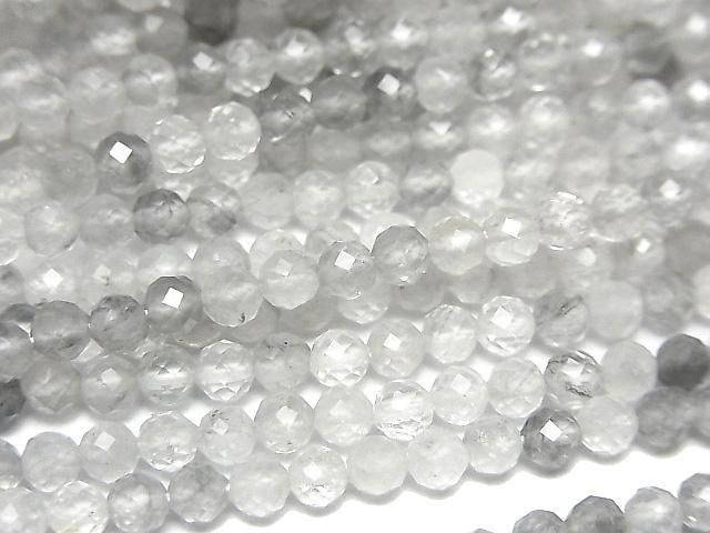 【動画】【素晴らしい輝き】グレークォーツAA ラウンドカット3mm 1連(約37cm)の画像
