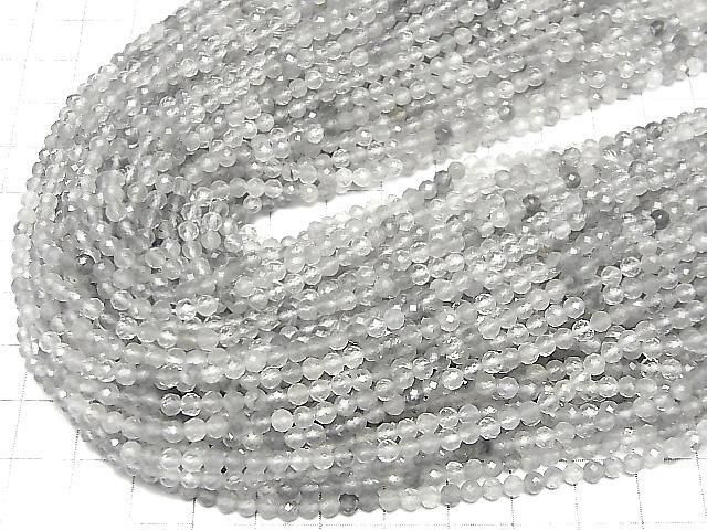 【動画】【素晴らしい輝き】グレークォーツAA ラウンドカット3mm 1連(約37cm) サムネイル4