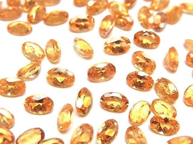 【動画】宝石質スペサルタイトガーネットAAA オーバルファセットカット6×4mm 1粒の画像