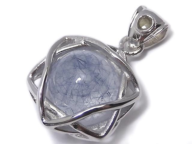 【動画】【1点もの】ブルールチルクォーツ モルダバイト付きペンダントトップ SILVER925製 NO.9の画像
