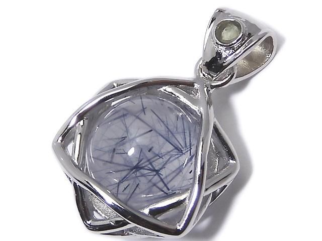 【動画】【1点もの】ブルールチルクォーツ モルダバイト付きペンダントトップ SILVER925製 NO.17の画像