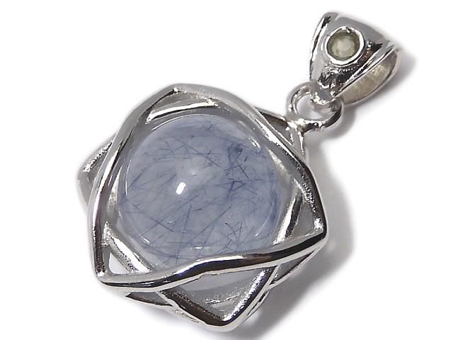 【動画】【1点もの】ブルールチルクォーツ モルダバイト付きペンダントトップ SILVER925製 NO.18の画像