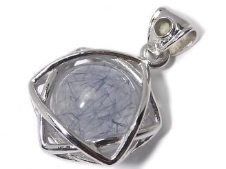 【動画】【1点もの】ブルールチルクォーツ モルダバイト付きペンダントトップ SILVER925製 NO.19