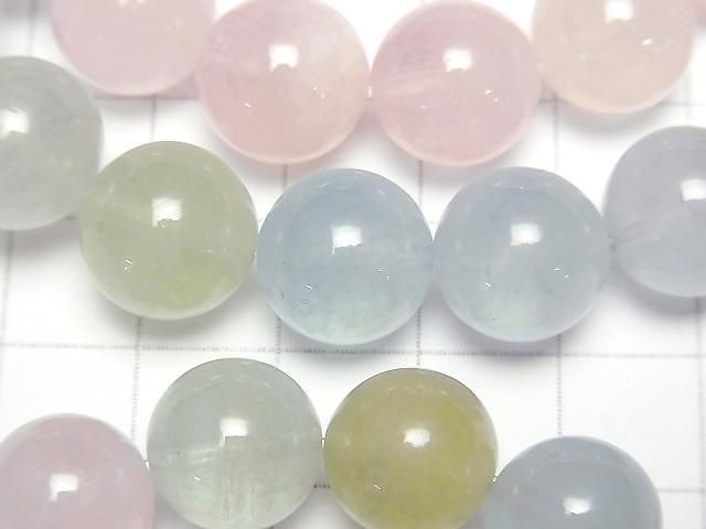 【動画】ベリルミックス(マルチカラーアクアマリン)AAA- ラウンド12mm~13mm カラーグラデーション 1連(ブレス) サムネイル2