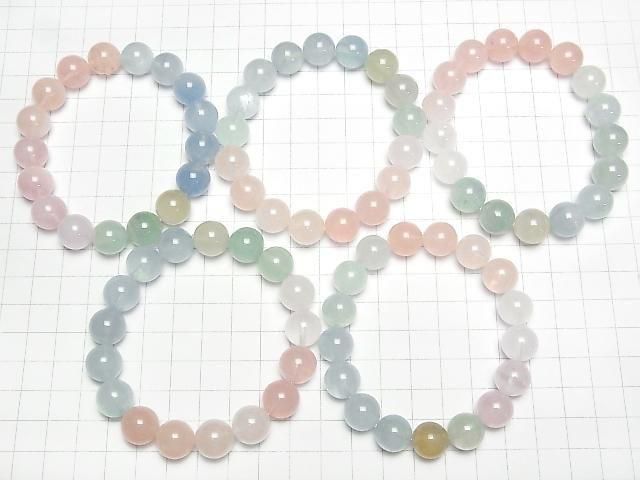 【動画】ベリルミックス(マルチカラーアクアマリン)AAA- ラウンド12mm~13mm カラーグラデーション 1連(ブレス) サムネイル4
