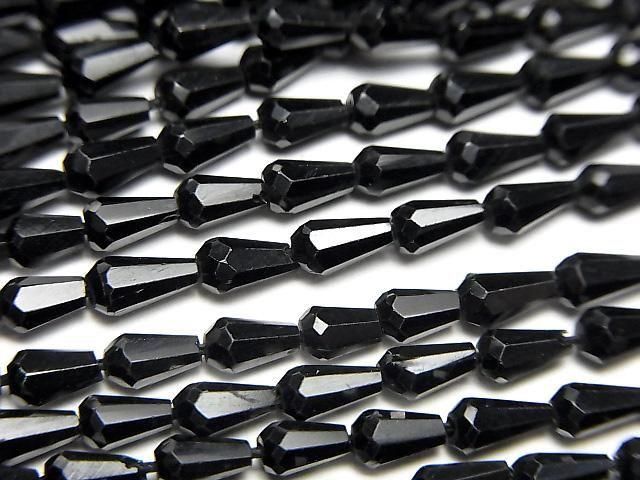 【動画】宝石質ブラックスピネルAAA 縦穴ドロップカット 1連(約32cm)の画像