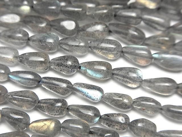 【動画】宝石質ラブラドライトAA++ 縦穴ドロップ 1連(約32cm) の画像