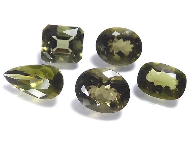 【動画】【1点もの】宝石質モルダバイトAAA ファセットカット ルース 5粒セット NO.17の画像