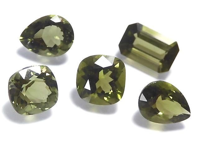 【動画】【1点もの】宝石質モルダバイトAAA ファセットカット ルース 5粒セット NO.18の画像