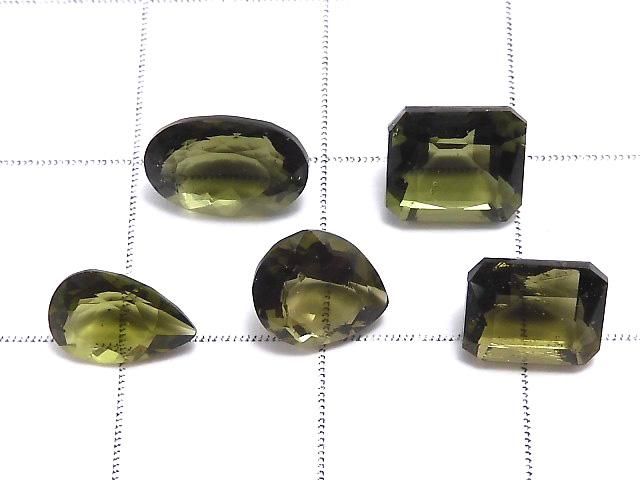 【動画】【1点もの】宝石質モルダバイトAAA ファセットカット ルース 5粒セット NO.19 サムネイル2