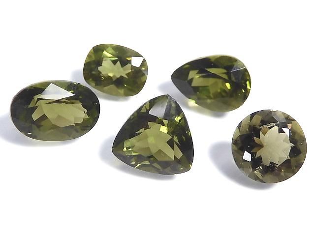 【動画】【1点もの】宝石質モルダバイトAAA ファセットカット ルース 5粒セット NO.20の画像