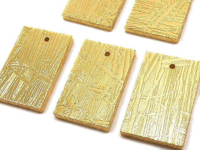 【動画】メテオライト(アルタイ隕石) 穴あきレクタングル27×17mm イエローゴールド 1個の画像