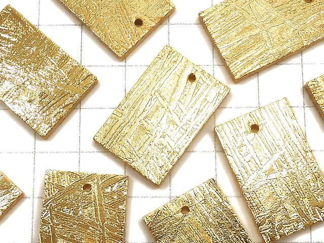 【動画】メテオライト(アルタイ隕石) 穴あきレクタングル27×17mm イエローゴールド 1個 サムネイル3