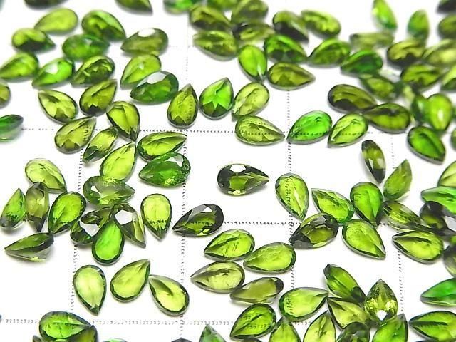 【動画】宝石質クロムダイオプサイドAAA- ルース ペアシェイプファセットカット5×3mm 3粒 サムネイル2